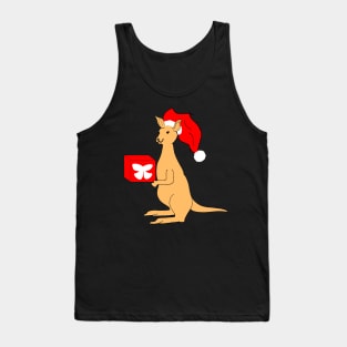 Cute Santa Claus Christmas Kangaroo with Elf hat Tank Top